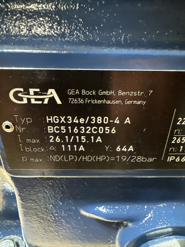 BOCK HGX34E/380-4 A Compressor Suction Gas Cooled GEA BOCK HVAC Hispacold 305020
