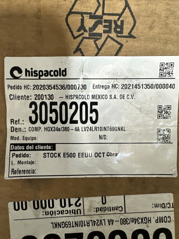 BOCK HGX34E/380-4 A Compressor Suction Gas Cooled GEA BOCK HVAC Hispacold 305020
