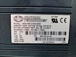 Control Techniques MGE-455-CONS-0000 Servo Motor 1.83 KW 960100-23 3000RPM 240V
