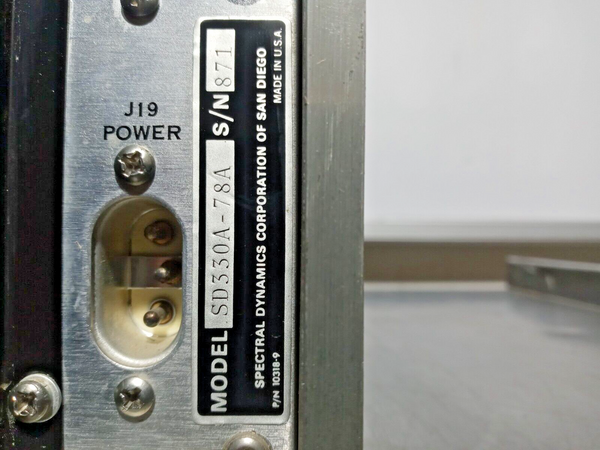 Spectral Dynamics SD-330A-78A Real Time Analyzer (No Power Cord)