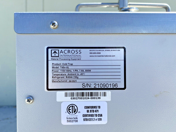 Across International T40x-UL Cold Trap, -40°C 4.6L Capacity 316L SST