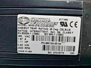 Control Techniques MHM-316-CONS-0000 Servo Motor w/Apex ABR090-S1-P2 Gearbox